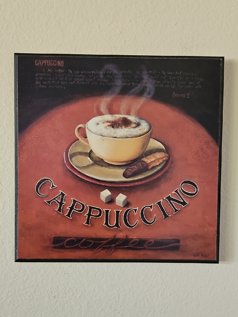 'Cappuccino Coffee' Wall Hanging Kitchen Plaque.